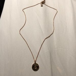 Kate spade rose gold necklace with S monogram